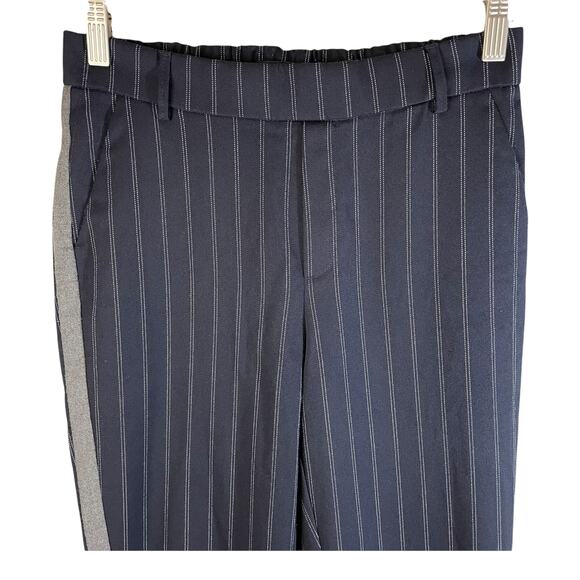 Zara Women's Elastic Waist Pull On Trouser Pant Side Stripe Navy Stripe Size XS - Picture 3 of 8